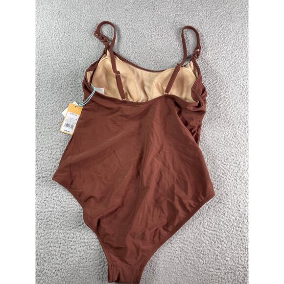 Kona Sol Swimsuit Womens Large Brown Padded Accent One Piece Medium Coverage NWT - Picture 8 of 9
